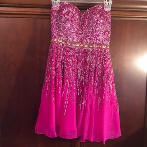 Sherri Hill fuchsia beaded dress size 2 Worn once
